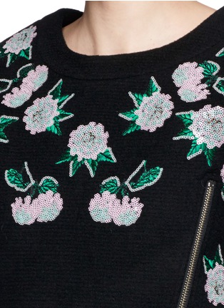 Detail View - Click To Enlarge - HELEN LEE - Sequin floral embellished wool felt sweater