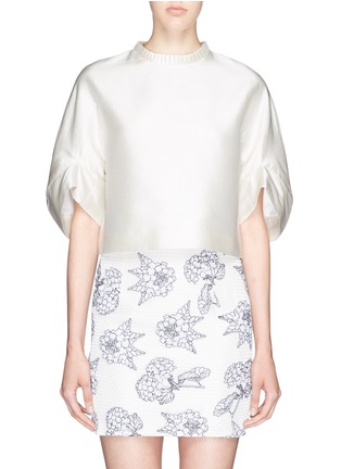Main View - Click To Enlarge - HELEN LEE - 'Lotus' pleat neck silk blouse