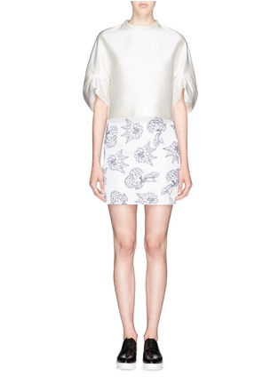 Figure View - Click To Enlarge - HELEN LEE - 'Lotus' pleat neck silk blouse