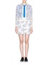 Figure View - Click To Enlarge - HELEN LEE - Floral embroidery mesh pencil skirt