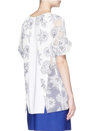 Back View - Click To Enlarge - HELEN LEE - Floral embroidery mesh long T-shirt