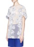 Front View - Click To Enlarge - HELEN LEE - Floral embroidery mesh long T-shirt