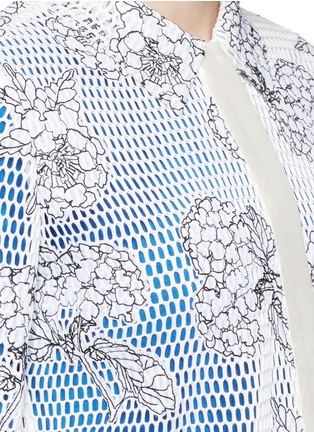 Detail View - Click To Enlarge - HELEN LEE - Silk-wool trim floral mesh jacket