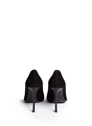 Back View - Click To Enlarge - LANVIN - Pearl crystal plate suede pumps