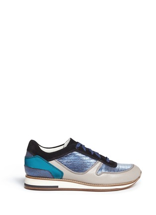 Main View - Click To Enlarge - LANVIN - Patchwork leather lizard embossed sneakers