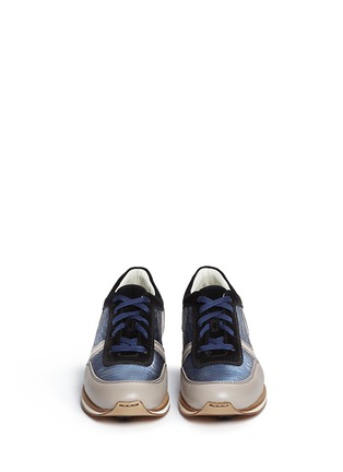 Figure View - Click To Enlarge - LANVIN - Patchwork leather lizard embossed sneakers