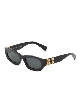 Main View - Click To Enlarge - MIU MIU - Stacked Logo Acetate Irregular Sunglasses