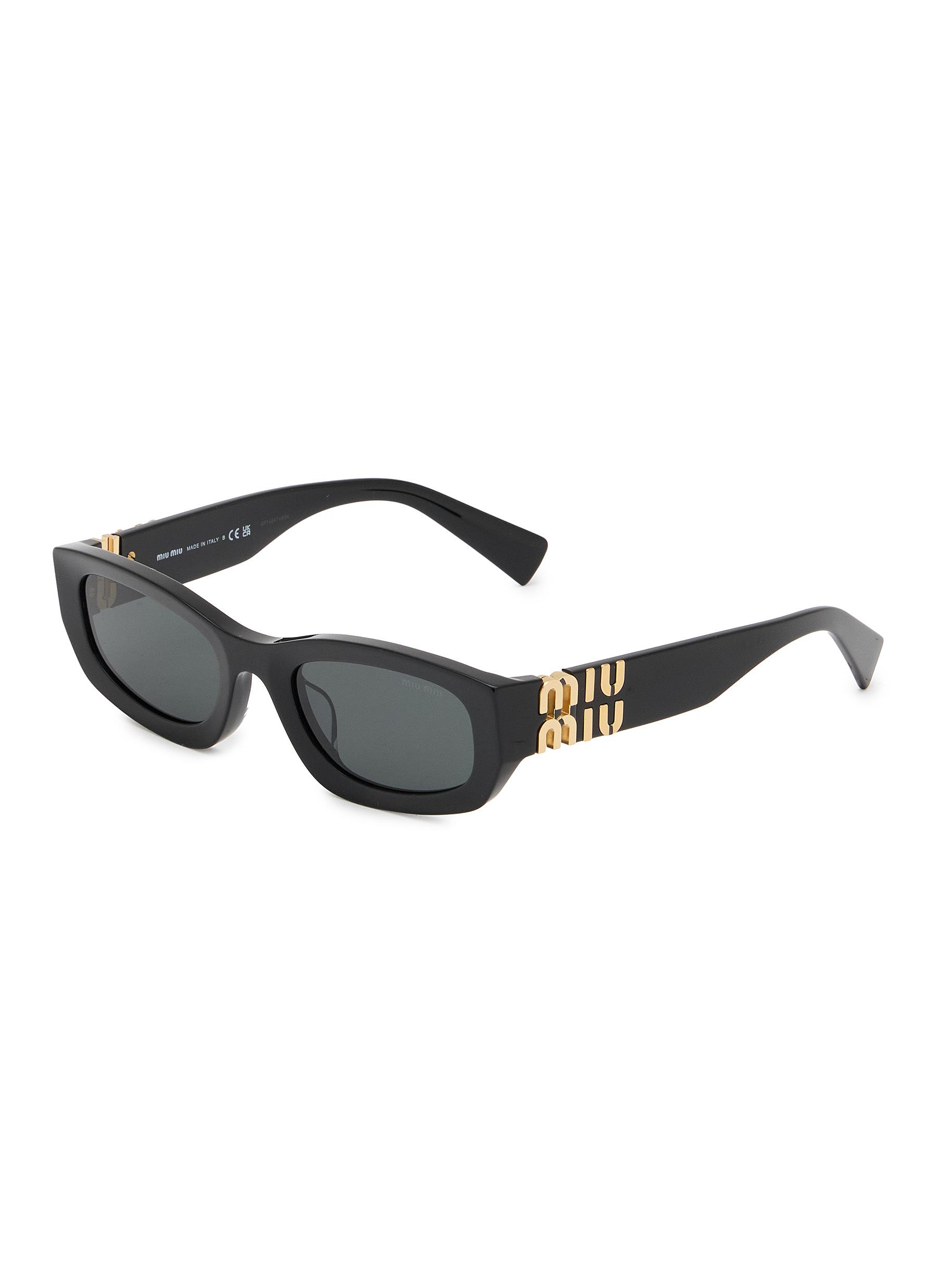 MIU MIU | Stacked Logo Acetate Irregular Sunglasses | Women | Lane