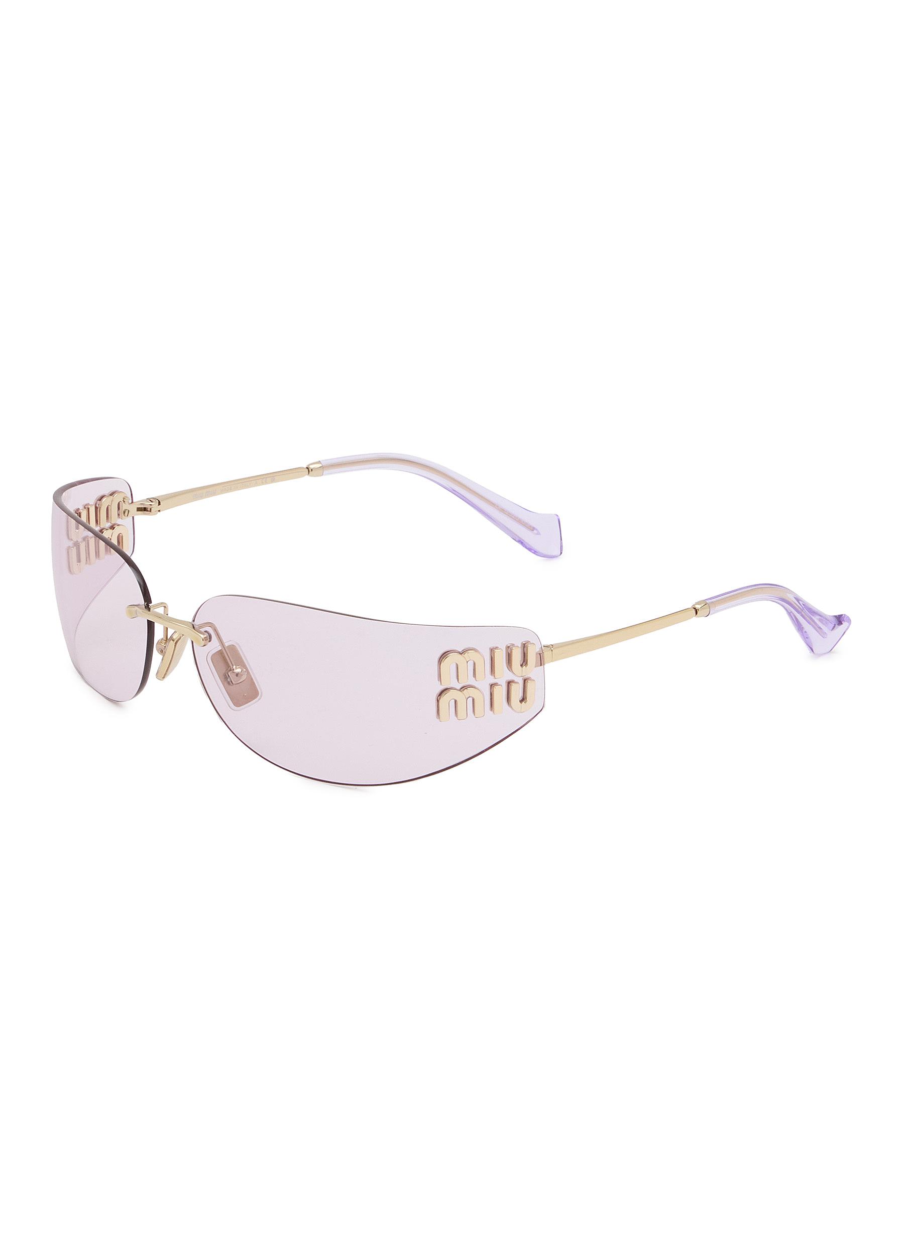 Miu Miu Women’s Rimless Pale Pink Lens Gold Metal Sunglasses Gradient Pink Lenses Miu Miu Sunglasses | Miu Miu - United  main image 4