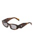 PRADA Tortoise Acetate Oval Sunglasses — Size 52