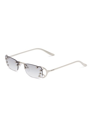Main View - Click To Enlarge - PRADA - Metal Rectangular Sunglasses — Size 52