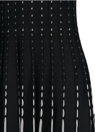 Detail View - Click To Enlarge - ALICE & OLIVIA - 'Dena' pointelle rib knit flounce dress
