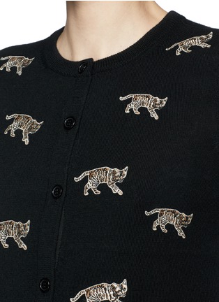 Detail View - Click To Enlarge - ALICE & OLIVIA - Bengal cat appliqué wool cardigan