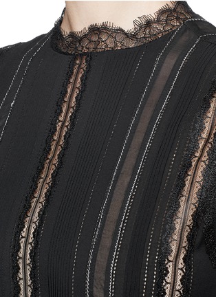 Detail View - Click To Enlarge - ALICE & OLIVIA - 'Rhona' lace pleat silk top