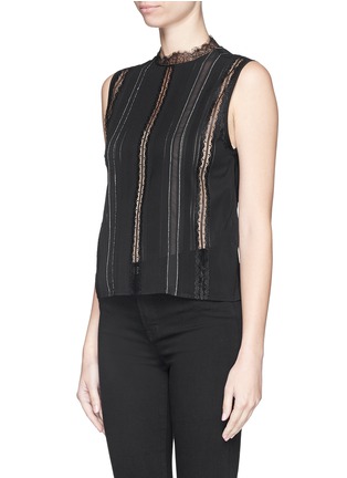 Front View - Click To Enlarge - ALICE & OLIVIA - 'Rhona' lace pleat silk top