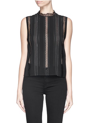 Main View - Click To Enlarge - ALICE & OLIVIA - 'Rhona' lace pleat silk top