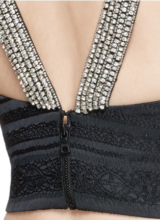 Detail View - Click To Enlarge - ALICE & OLIVIA - 'Karla' crystal back brocade cropped top
