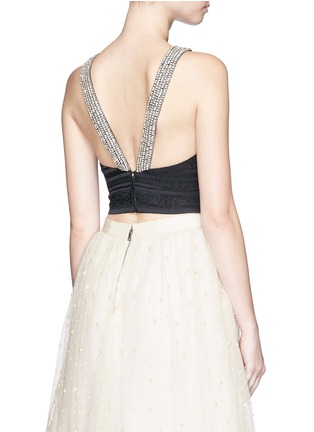 Back View - Click To Enlarge - ALICE & OLIVIA - 'Karla' crystal back brocade cropped top