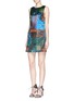 Figure View - Click To Enlarge - ALICE & OLIVIA - 'Clyde' patchwork grid sateen shift dress