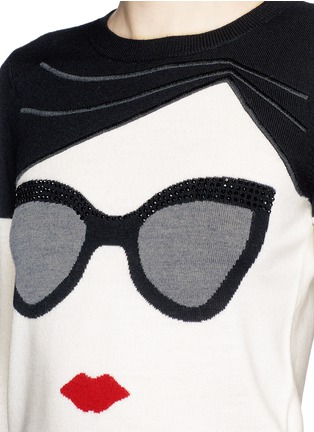Detail View - Click To Enlarge - ALICE & OLIVIA - 'Stace Face' wool sweater