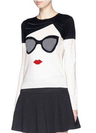Front View - Click To Enlarge - ALICE & OLIVIA - 'Stace Face' wool sweater