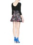 Back View - Click To Enlarge - ALICE & OLIVIA - 'Amie' fall garden print combo flare dress