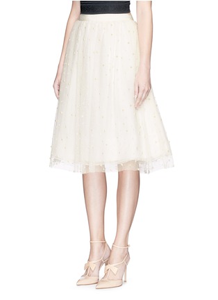 Front View - Click To Enlarge - ALICE & OLIVIA - 'Aubreanna' pearl embellished midi skirt