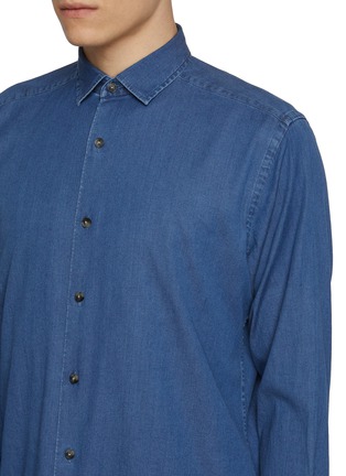  - ETON  - Light Washed Stretch Cotton Denim Shirt