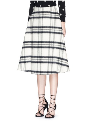 Front View - Click To Enlarge - ALICE & OLIVIA - 'Joanne' plaid check wool felt flare skirt