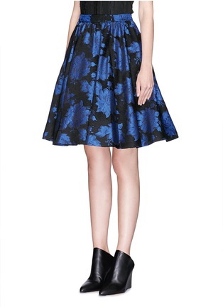 Front View - Click To Enlarge - ALICE & OLIVIA - 'Earla' floral metallic brocade flare skirt