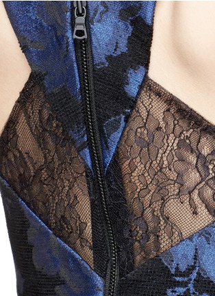 Detail View - Click To Enlarge - ALICE & OLIVIA - 'Ilene' floral jacquard open back A-line dress