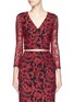 Main View - Click To Enlarge - ALICE & OLIVIA - 'Leilani' floral jacquard sheer sleeve cropped top