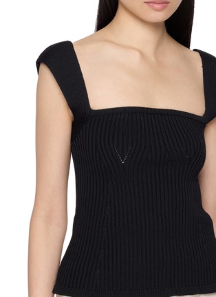  - SANDBEIGE - Sleeveless Square Neck Ribbed Knit Top