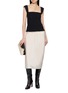 Figure View - Click To Enlarge - SANDBEIGE - Sleeveless Square Neck Ribbed Knit Top