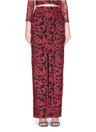 Main View - Click To Enlarge - ALICE & OLIVIA - 'Leena' floral embroidery mesh maxi skirt