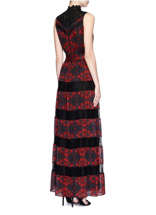 Back View - Click To Enlarge - ALICE & OLIVIA - 'Briella' lotus flower print lace pleat dress