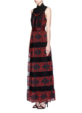 Figure View - Click To Enlarge - ALICE & OLIVIA - 'Briella' lotus flower print lace pleat dress