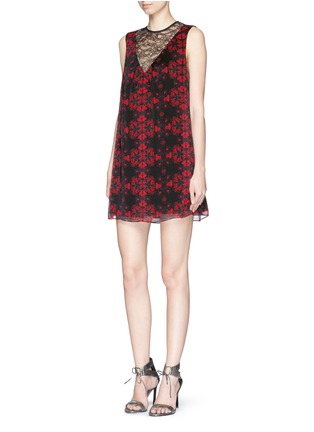 Front View - Click To Enlarge - ALICE & OLIVIA - 'Amirah' floral print chiffon A-line dress