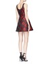Back View - Click To Enlarge - ALICE & OLIVIA - 'Hazeline' rose satin jacquard flare dress