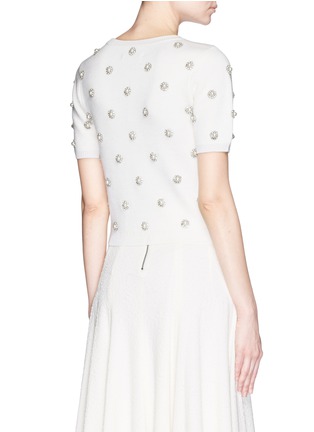 Back View - Click To Enlarge - ALICE & OLIVIA - 'Bay' pearl rhinestone embellished cropped sweater