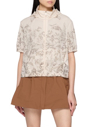 Main View - Click To Enlarge - SOUTHCAPE - Short Sleeve Nature Print Hooded Packable Sweater