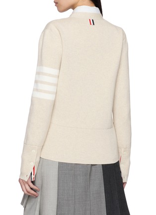 Back View - Click To Enlarge - THOM BROWNE - 4 Bar V-Neck Cotton Cardigan