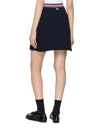 Back View - Click To Enlarge - THOM BROWNE - RWB Stripe Trim Classic Piqué Wrap Skirt