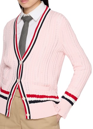  - THOM BROWNE - RWB Trim Ladder Cable Cotton Cardigan