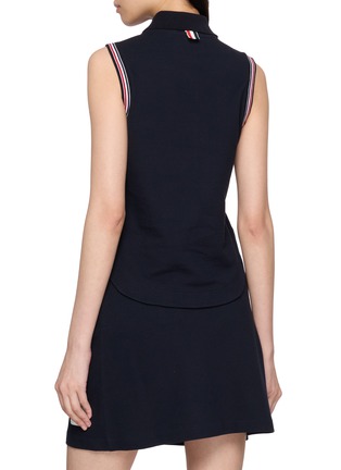Back View - Click To Enlarge - THOM BROWNE - Sleeveless RWB Trim Piqué Shirt