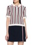 THOM BROWNE Crochet Stitch Variegated Striped Cotton Polo Shirt