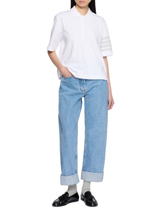 Figure View - Click To Enlarge - THOM BROWNE - Overdyed 4-Bar Cotton Jersey Polo Shirt