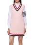THOM BROWNE Cricket RWB Stripe V Neck Mini Dress