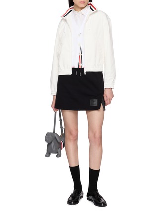 Figure View - Click To Enlarge - THOM BROWNE - V-Neck Contrast Rib Trim Cotton Tweed Cardigan