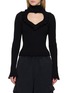BALENCIAGA Long Sleeve Heart Cutout Turtleneck Ribbed Knit Top